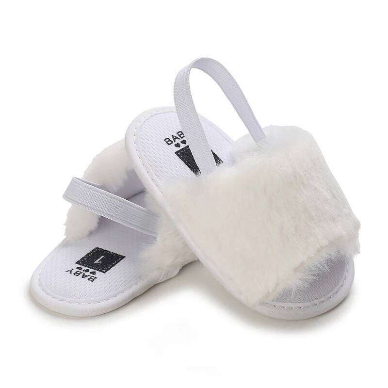 Elastic straps, soles, anti slip slippers, soft and comfortable synthetic fur baby sandals