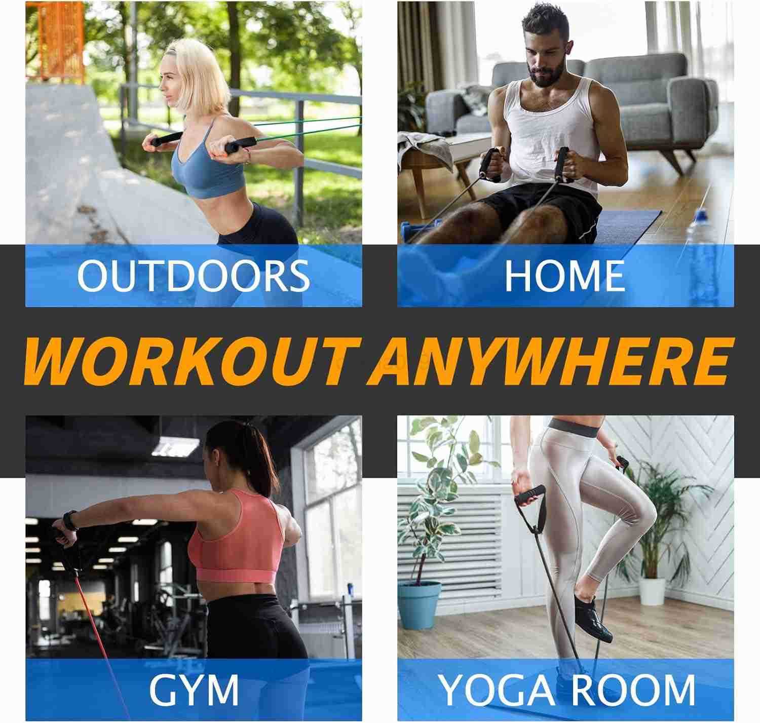 Resistance Bands with Handles for Working Out Women and Men Exercise Bands with Door Anchor Stretch Bands for Home Workouts Simple Guide Included W250