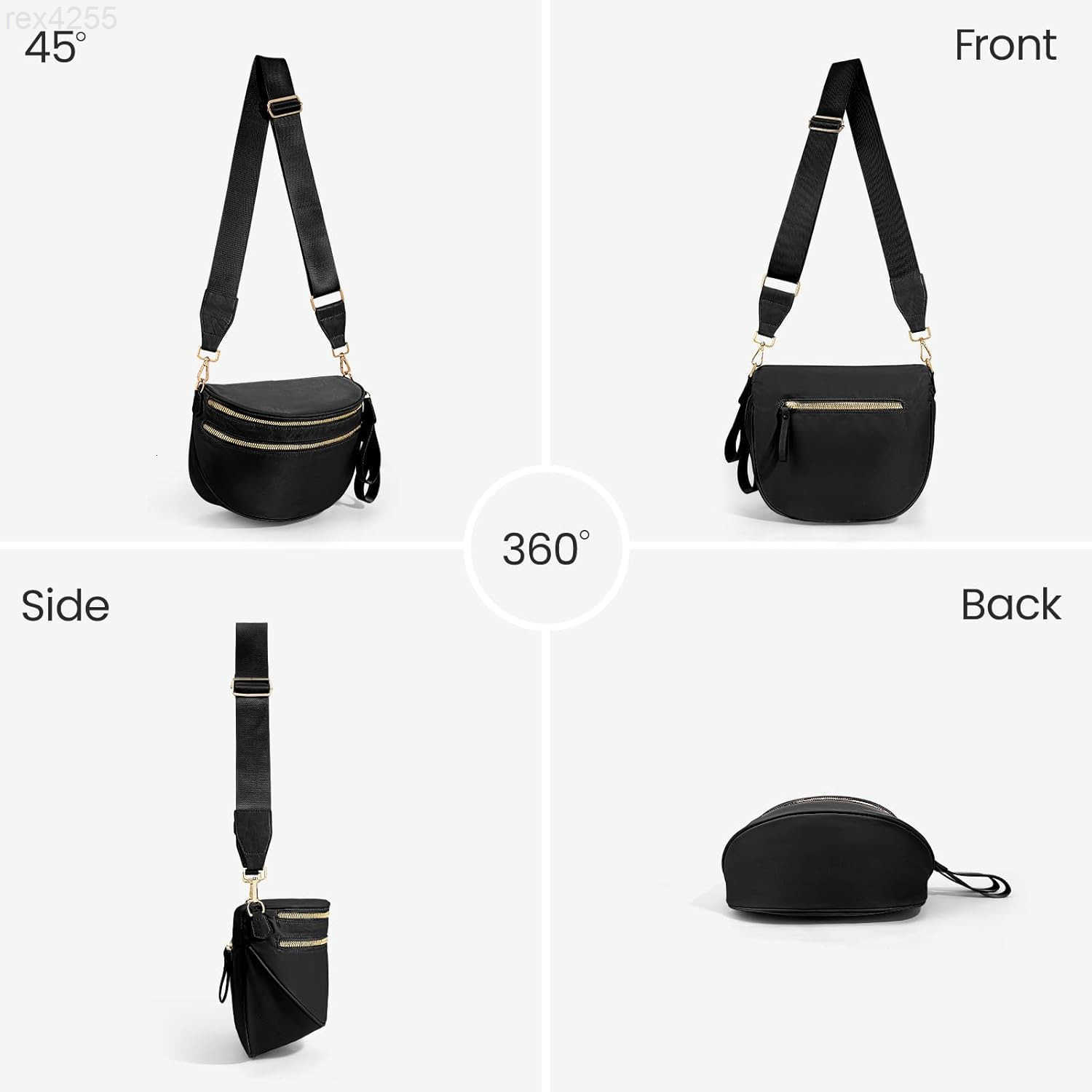 Colour Bum Bags for Women Crossbody Spacious Nylon Crossbody Bag Fanny Packs Slouchy Oversized Purse Belt Bag BLACKW250912