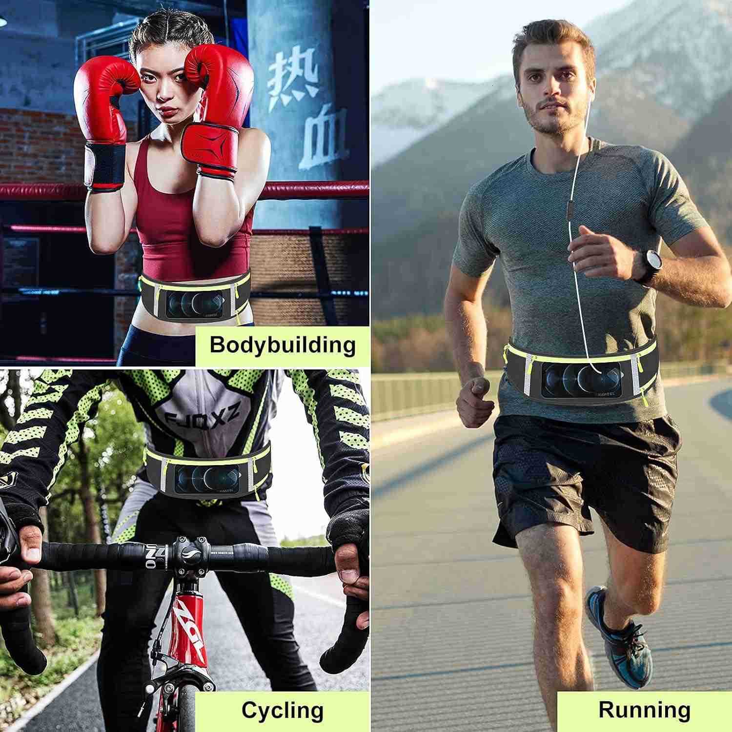 Running Fanny Pack Waist Bag Phone Holder Belt with Water Bottle Holder Suitable for Runner Cycling Hiking Accessories for iPhone 12 Plus Samsung Gala