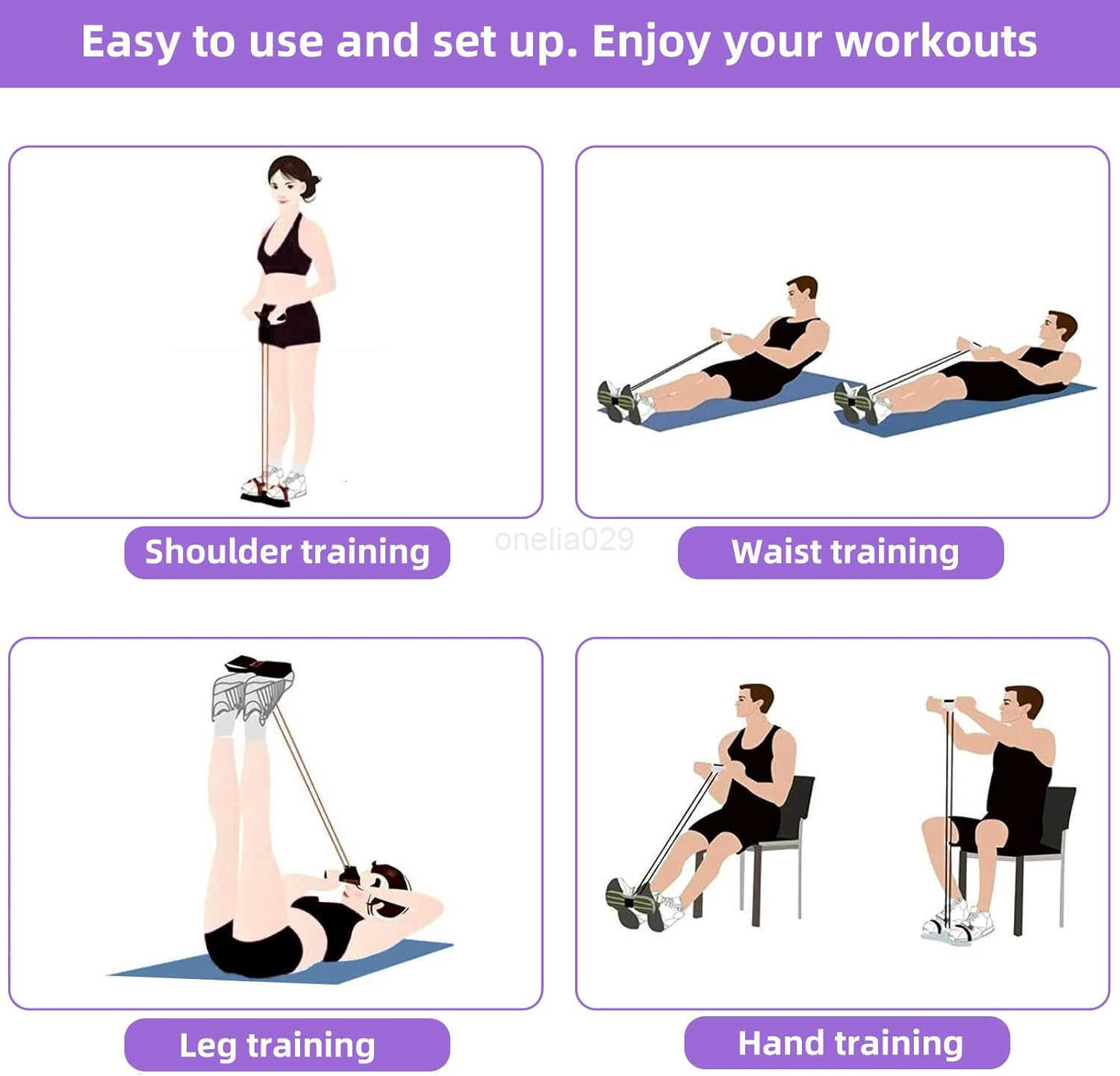 MultiFunction Tension Rope 4 Tube Resistance Bands with Handles Sit Up Exercise Equipment Home Gym Tummy Trainer for Men Women W250912