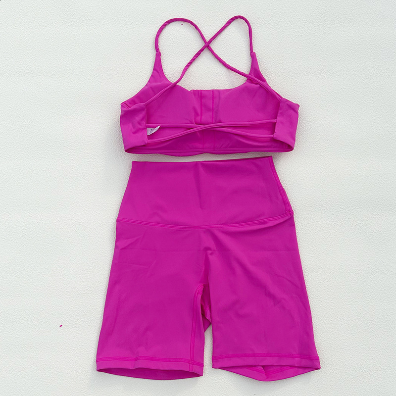 Ctenkevet Two-Piece Womens Sports Set Chest Crossover Yoga Clothes Female Gym Bandeau Sports Bra Suits Sport Outfit For Woman 250516