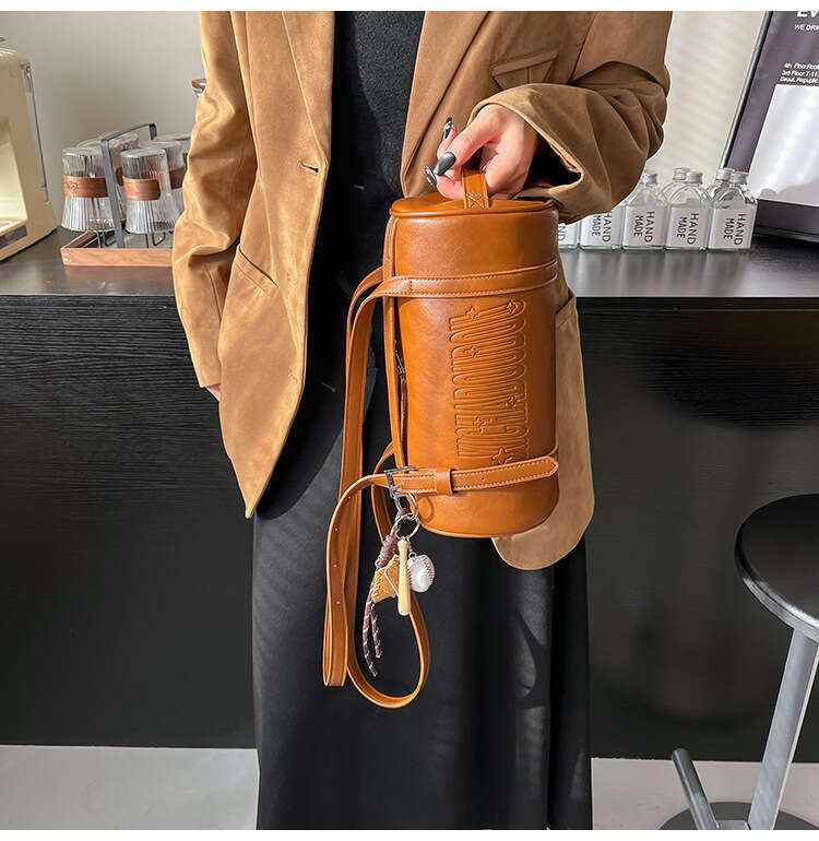 Trendy Melard Texture Handheld Soft Leather Cylinder Designer Bags for Women Versatile Simple Multi-Way Pillow Bag