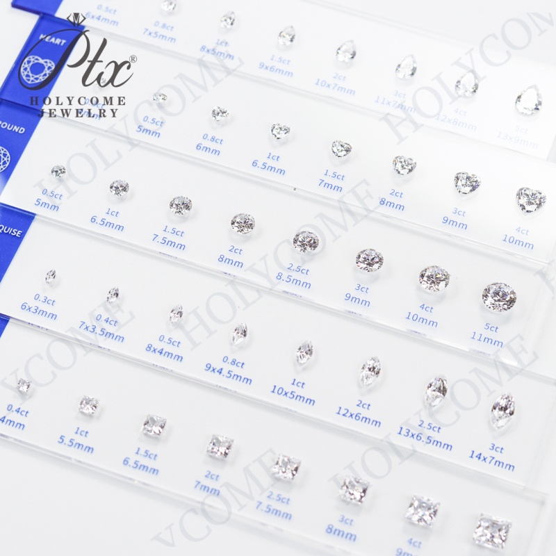 New Arrivals 10 Shape Cubic Zirconia Diamonds Ring Size Reference Comparison Chart Set Acrylic Jewelry Detectors Measuring Tools