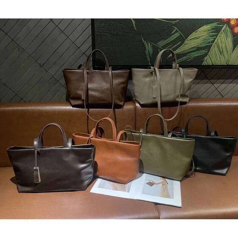 Women Cow Leather Retro Shoulder Bags Lady Casual Real Natural Cowhide Bag Female High Capacity Design Commuting Handbag