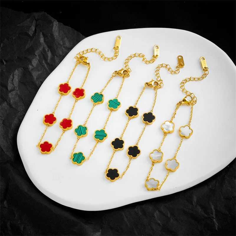 Korean Style Colorf Five Charm Bracelet For Wen Gold Plated Stainl Steel Jewelry Accory S250912