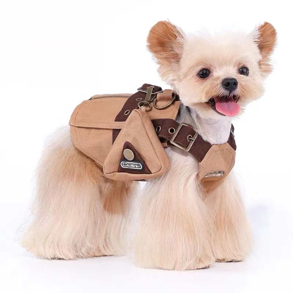 2025 new Designer Retro Dog Strap Jacket, Pet Cotton Workwear Jacket Clothes with Double D-ring, Puppy Costumes Outfits for Chihuahua Yorkie