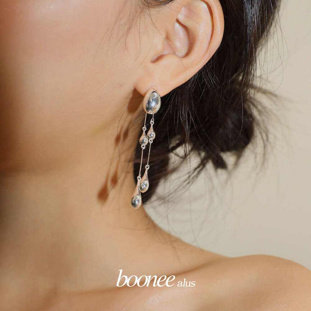 Unique Front and Back Wear Long 2024 New High-end Water Drop Tassel Design Earrings