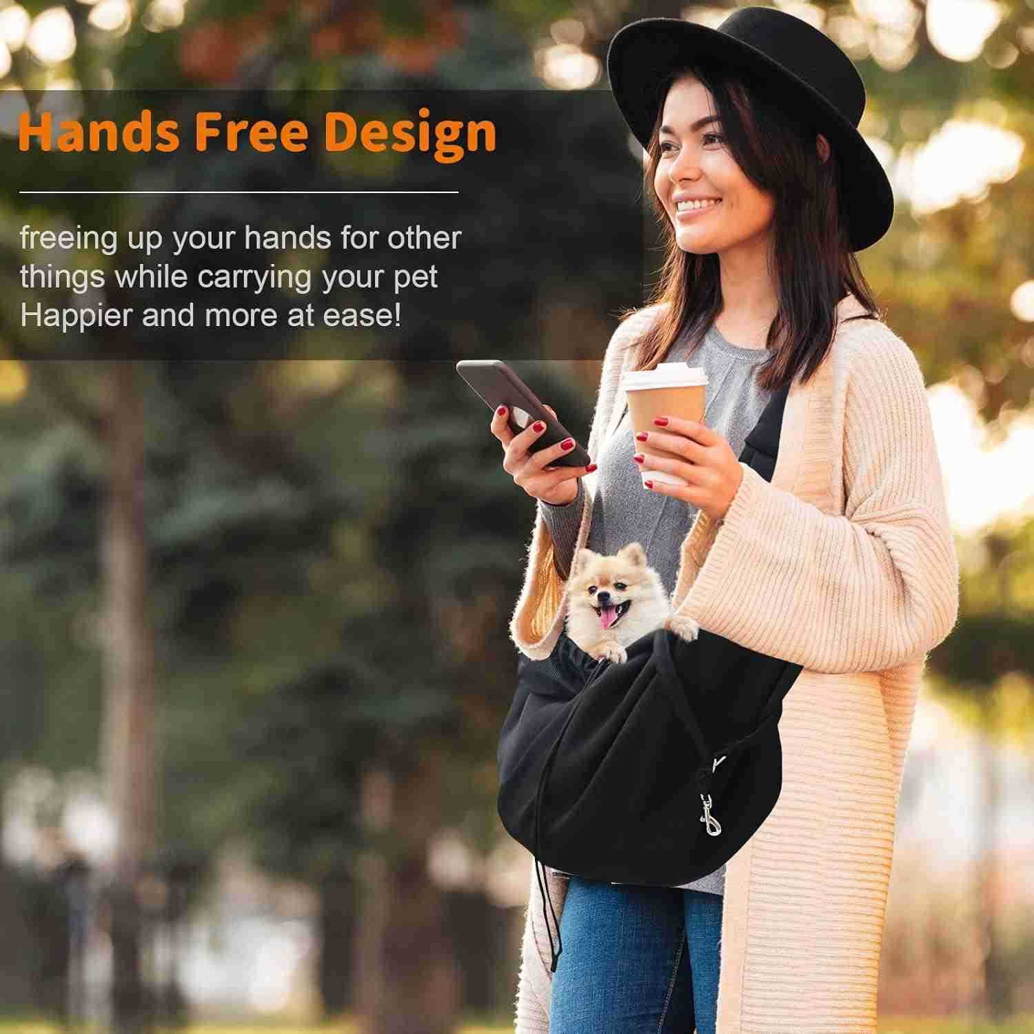 Dog Carrier Sling Cat Sling Carrier Small Dog Sling Carriers for 015 lbs Hands Free Puppy Carrier Sling Crossbody Pet Carrier for Travel Breathable Pa