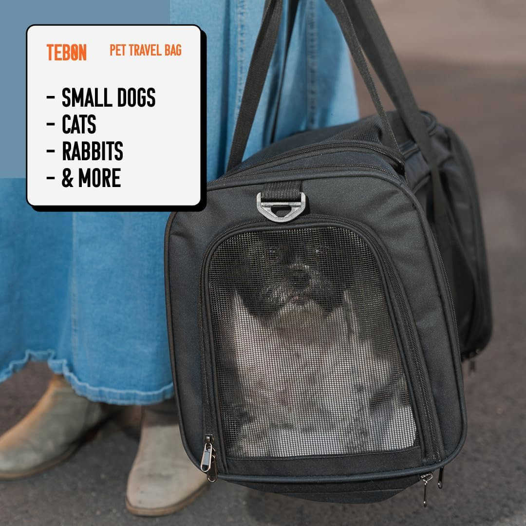 175 Pet Travel Carrier Bag Collapsible Cat Dog Carrier Breathable Durable Spacious Fits Small and Medium Pets up to 15lbs Pet Travel Bag by TebonW2509