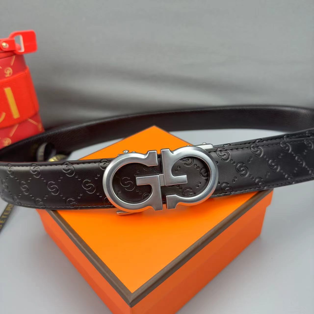 mens belt business men's leather automatic buckle letter g trendy elegant versatile young and middleaged highend belt designer belt