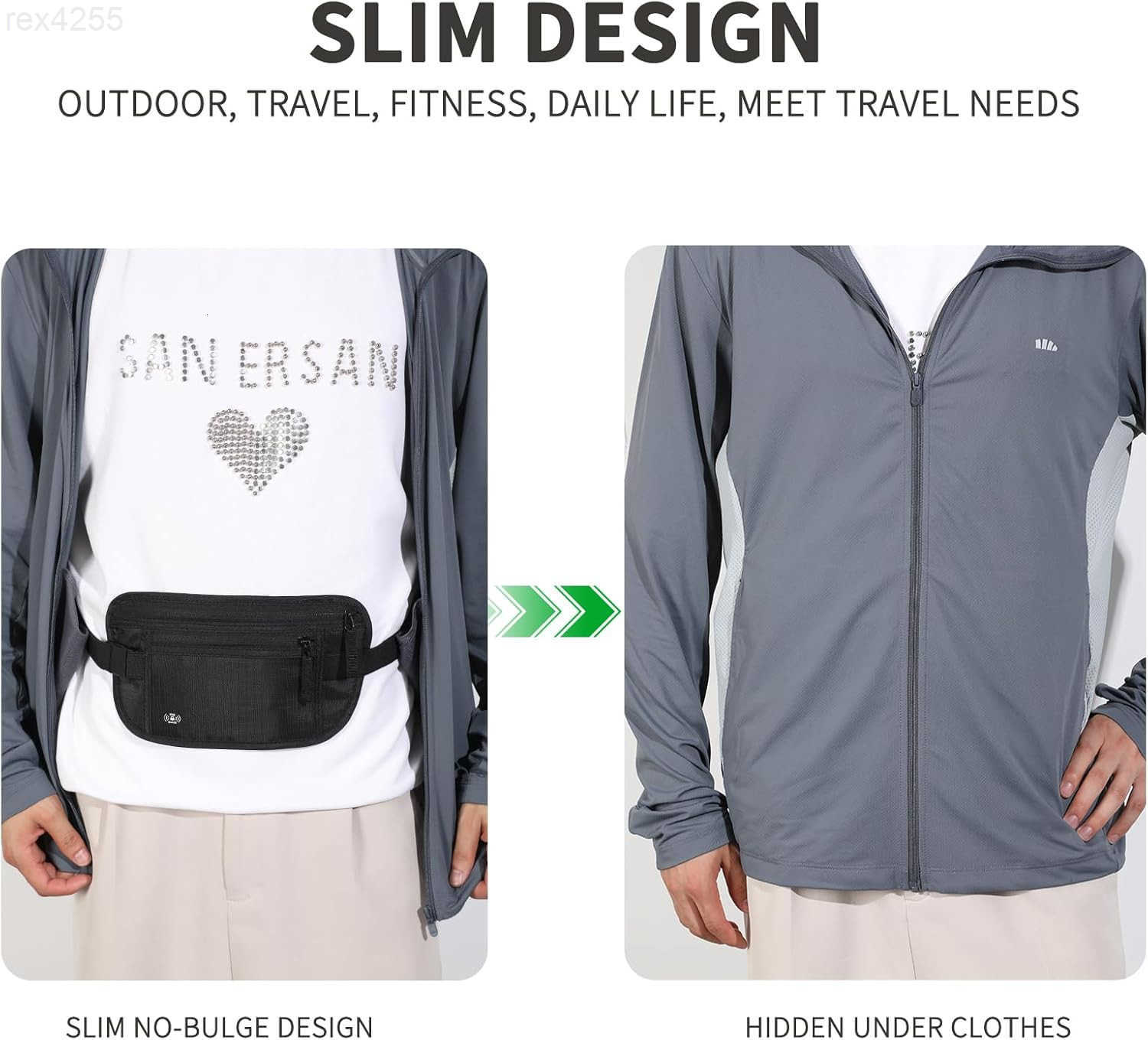 Money Belt For Travel Women Men Hidden Rfid Passport Holder For Travel BlackW250912