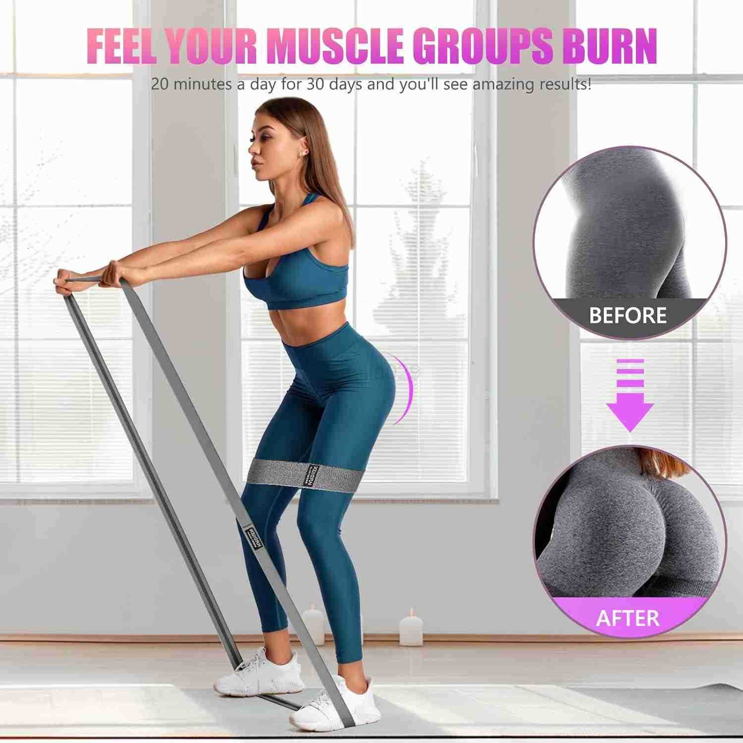 Resistance Bands for Working Out Set 3 Pcs Pull Up Bands and 3 Pcs Assistance Bands with Door Anchor for Legs Glutes Hip Fabric Loop Bands Workout Ban