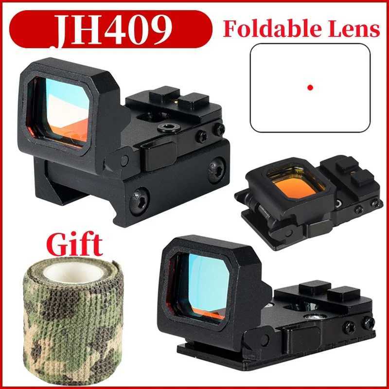 JH409 3MOA Folding Flip Collimator Reflex Mini 1x Red Dot Sight with 20mm Mount and Pistol Glock MOS Base C250912