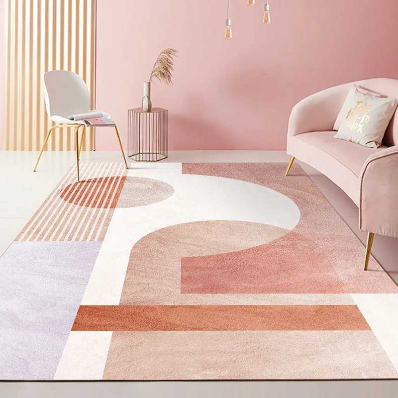 VIKAMA Pink Modern Minimalist Crystal Fleece Carpet for Bedroom Living Room Sofa Side Blanket AntiSlip Soft Home Decoration C250912
