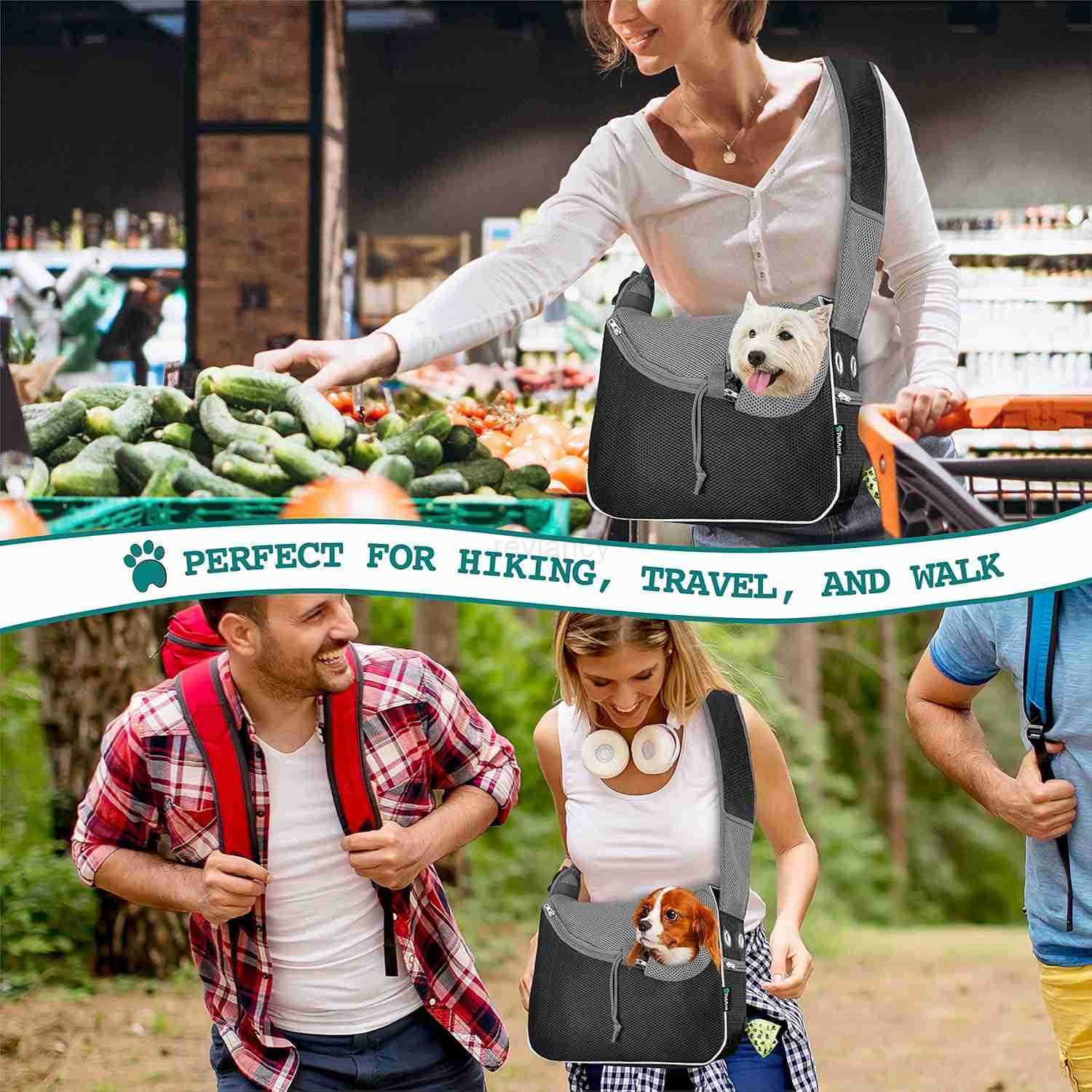 Small Dog Sling Carrier SoftSided Crossbody Puppy Carrying Purse Bag Adjustable Sling Pet Pouch to Wear Medium Dog Cat Travel Dog Bag for Traveling Po