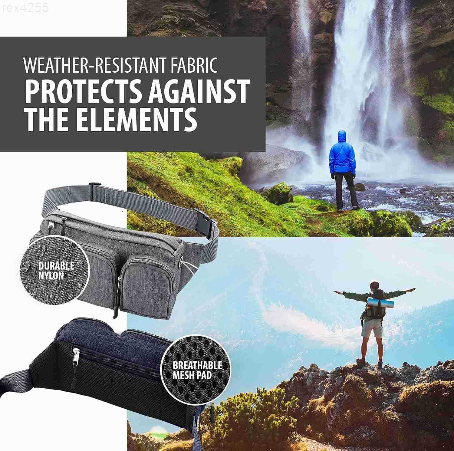 Pack For Women Men Cute Waist Bag Hiking Travel Camp Running Headphone Hole Money Belt with 6 Pockets Strap Extension Easy Carry Any Phone Passport Wa