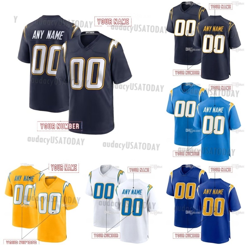 2025 Alternate Navy football jerseys Ladd 15 McConkey Justin Herbert Derwin James Jr. Quentin Johnston Joe Alt 8 HAMPTON jersey