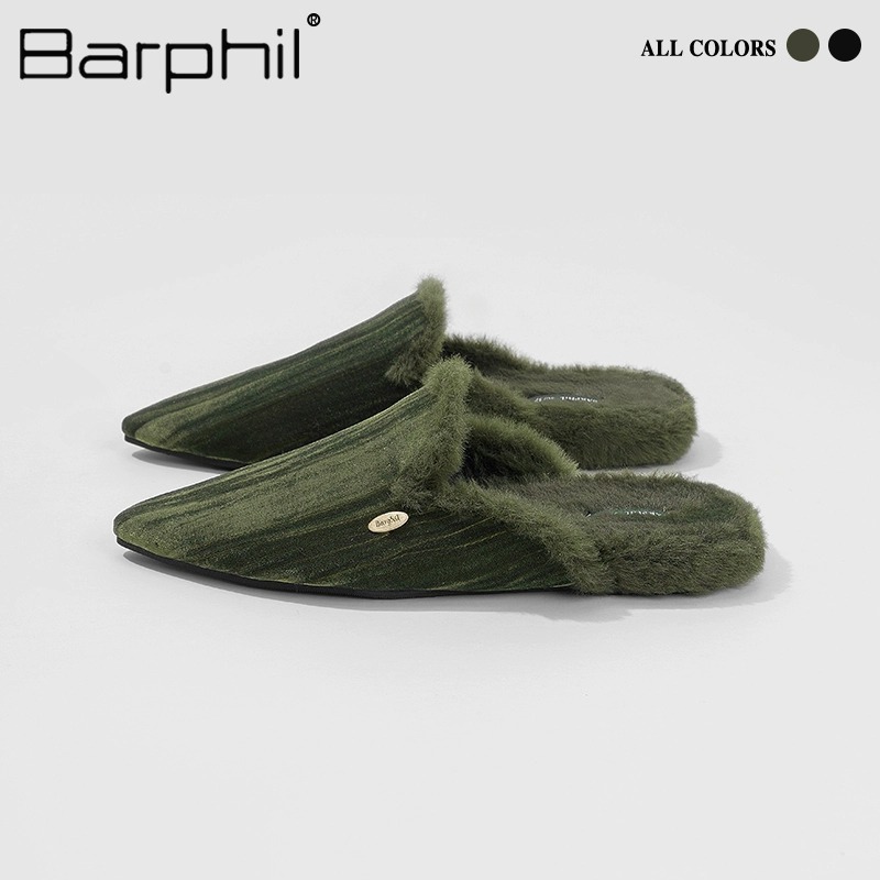 TOP Designer Barphil Latex Slippers Indoor Home Women 2025 New High-end French Style Mules Half Slippers Wearable Outside b3f
