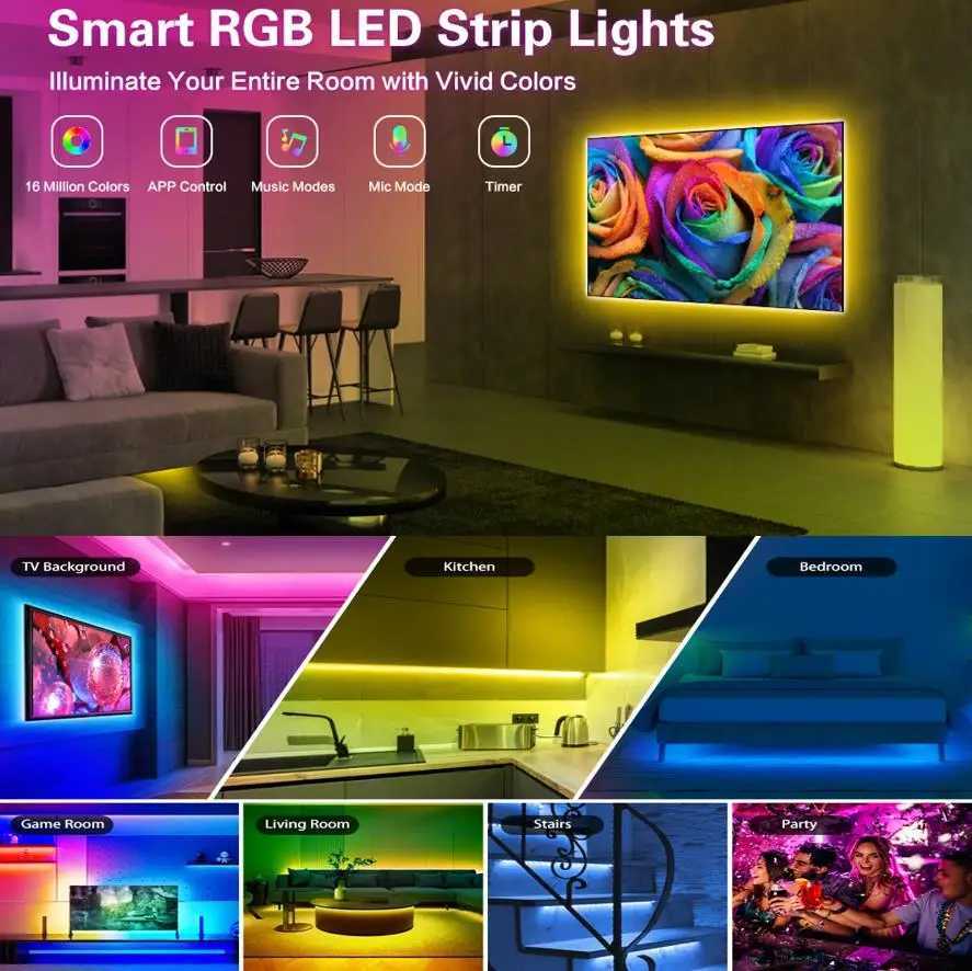 TV Ambient USB LED Light Strip Color Change Music Sycn RGB Selfadhesive 5V Smart APP Control Lights for Home Decor C250912