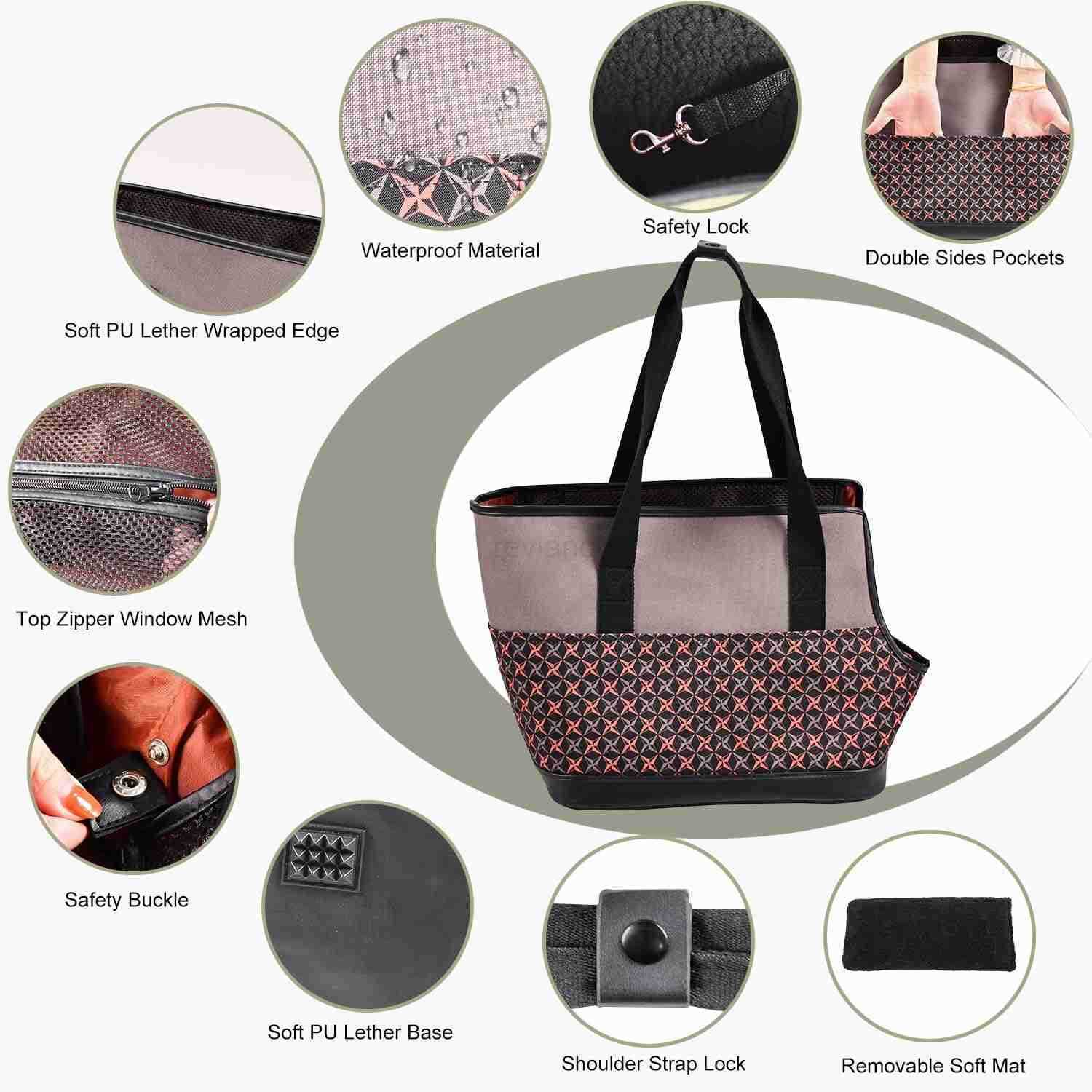 Dog Purse Carrier for Small Dogs SoftSided Tote Bags with Pocket Dog Travel Supplies Portable Dog Sling with AntiSlip BottomW250912