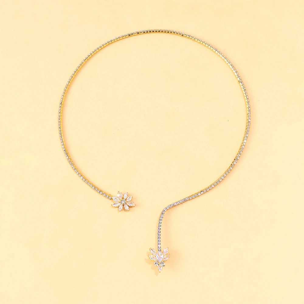Stonefans Floral Rhinestone Open Choker Necklace Crystal Collar Jewelry Adjustable Tren Necklace for Woman Wedding AccoriesXJ250912