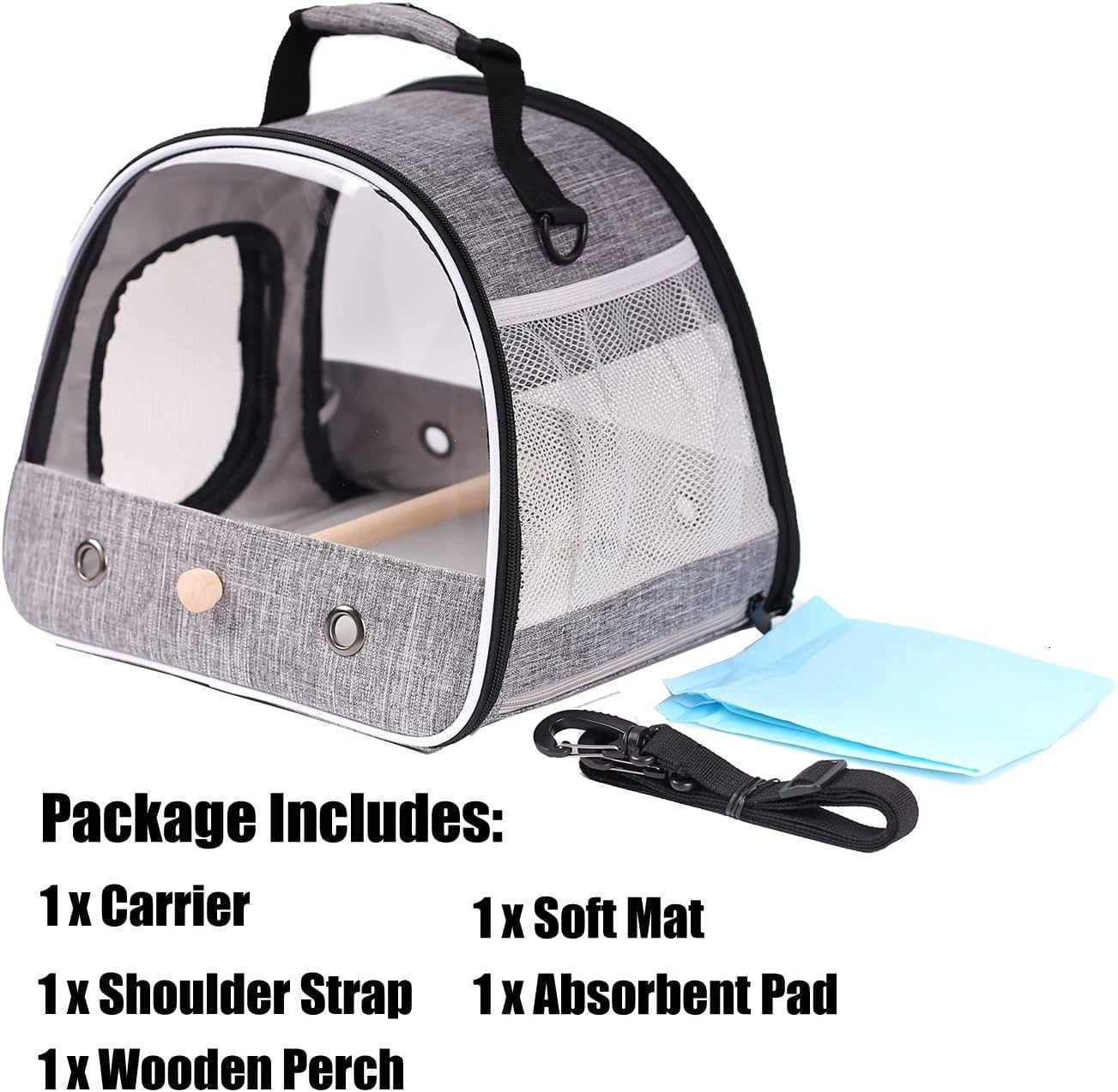 Small Bird Travel Carrier Portable Bird Travel Carrier for Parakeet Parrot Budgie Guinea Pig Bearded Dragon Reptile Carrier for Hiking Vet Visit Bicyc