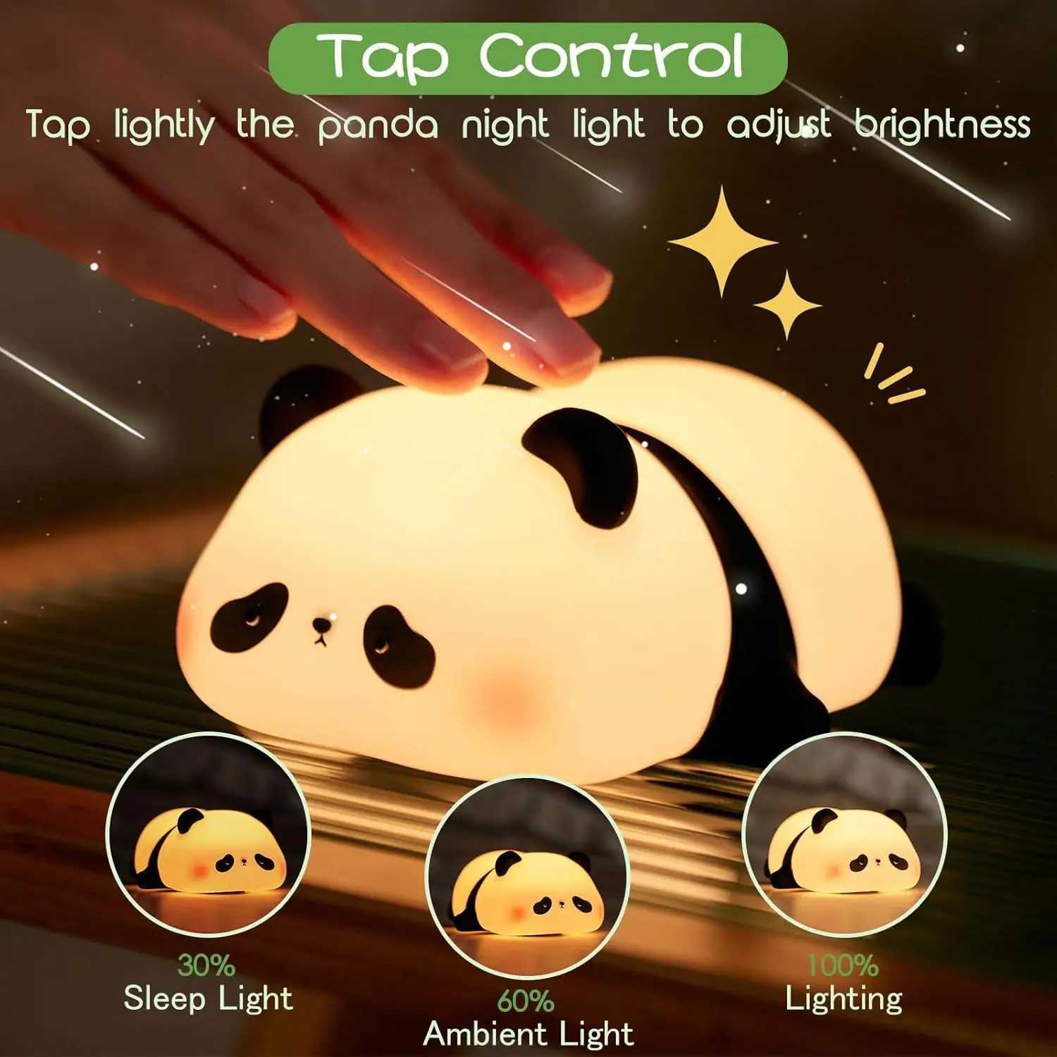 Cute Panda Night Light Food Grade Silicone 3 Level Dimmable Breastfeeding Nursery Nightlight Cute Gifts Stuff for Children C251122