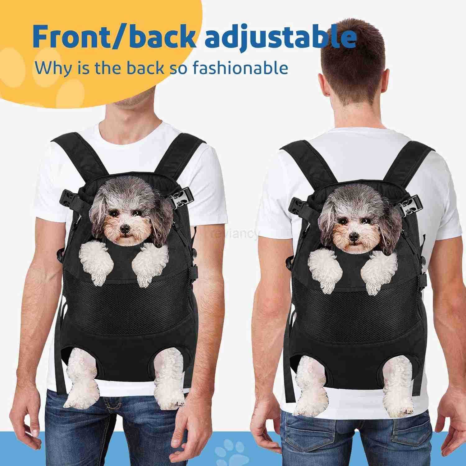 Dog Carrier Backpack Legs Out Front Facing Pet Carrier Backpack for Small Medium Large Dogs Airline Approved Handsa Canvas Mesh Free Cat Travel Bag Bl
