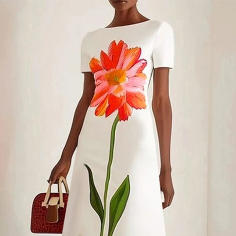 Gymystars Summer Evening Dresses Elegant Party Dresses Fashion Boat Neck Flower Print Holiday Dress Trend Clothes 250815