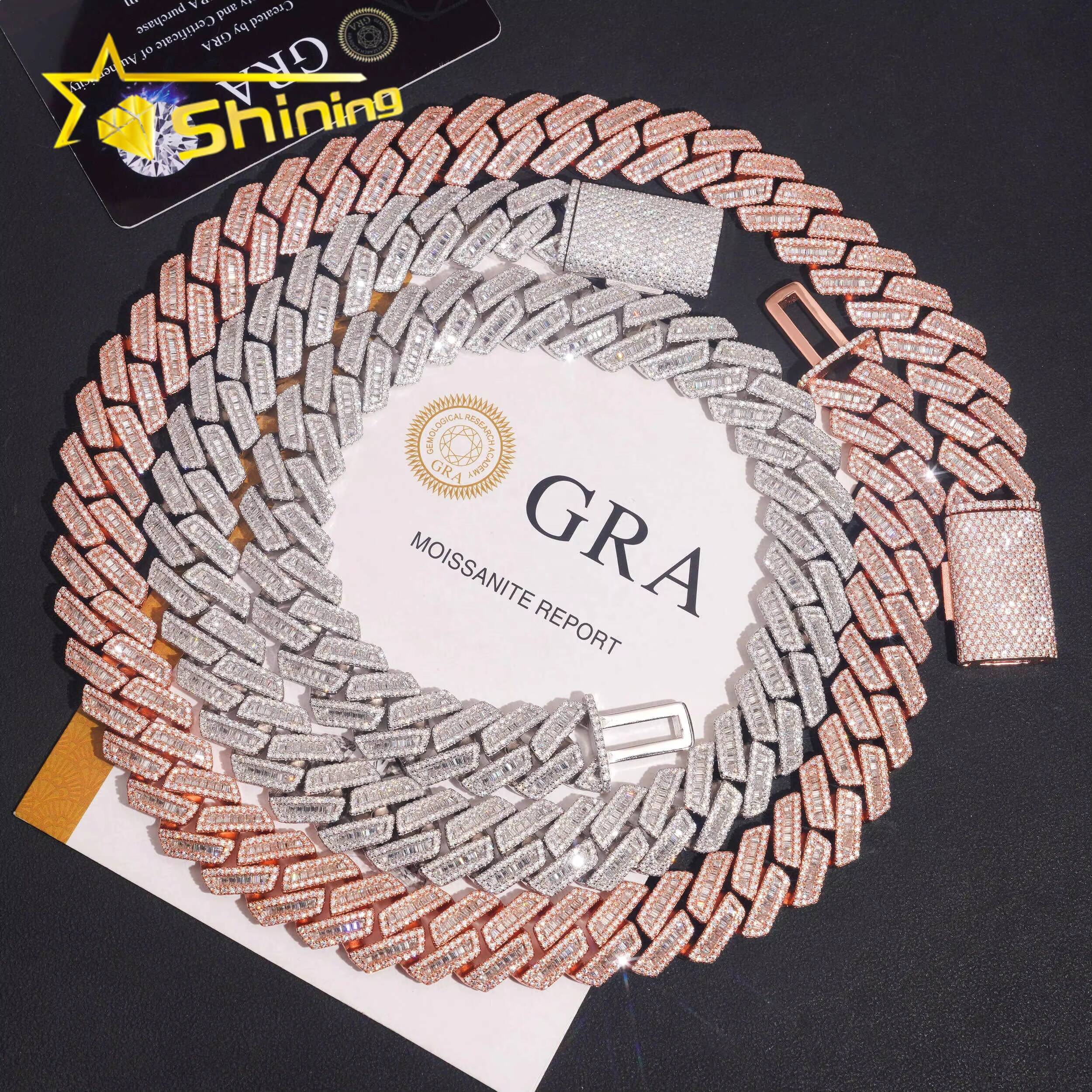 Local Stock Fast Shipping 925 Silver Hip Hop Rapper 18mm Iced Out VVS Moissanite Cuban Link Chain