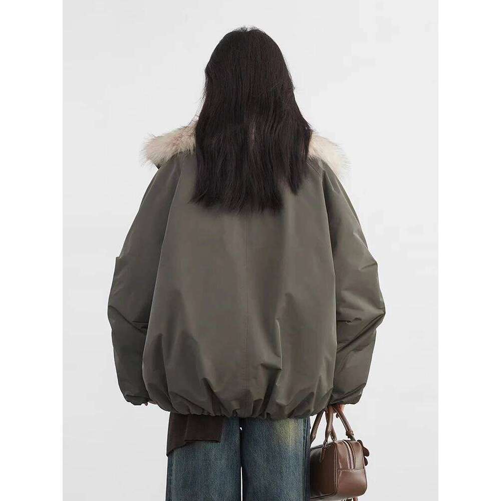 CHIC VEN Korean Women Coats Faux Fur Collar Loose Casual Hooded 90 White Duck Female Down Jacket Autumn Winter 2025