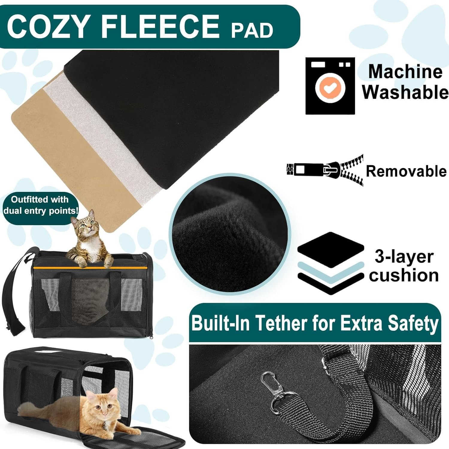 Pet Carrier for Medium to Large Cats 20 lbs and Small Dogs Top Loading Portable Collapsible Cat Travel Bag Dual Kitten Sturdy Crate for Long JourneysW