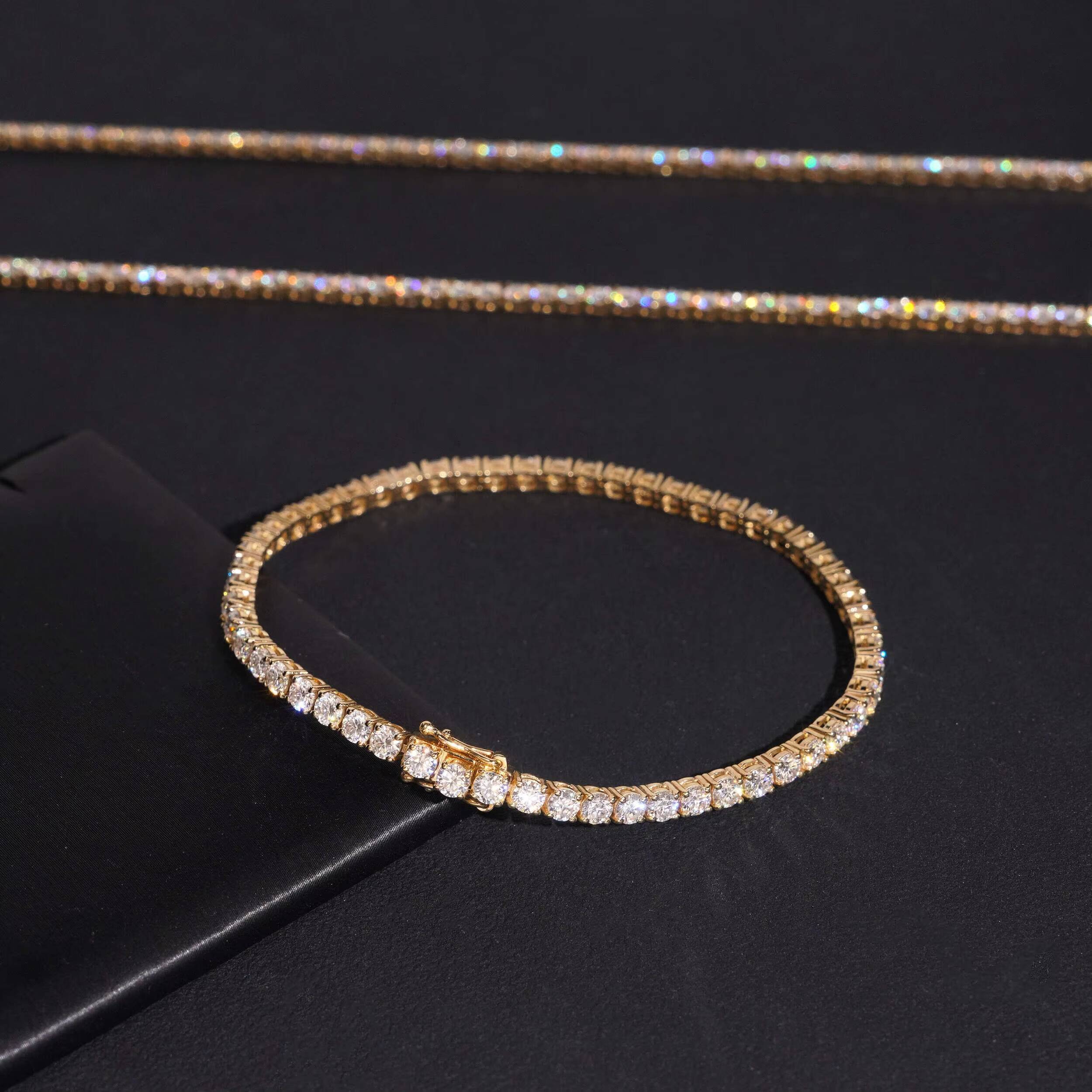 Pass Diamond Tester Men Jewelry 10K Real Yellow Gold VVS Moissanite Diamond Tennis Chain 3MM