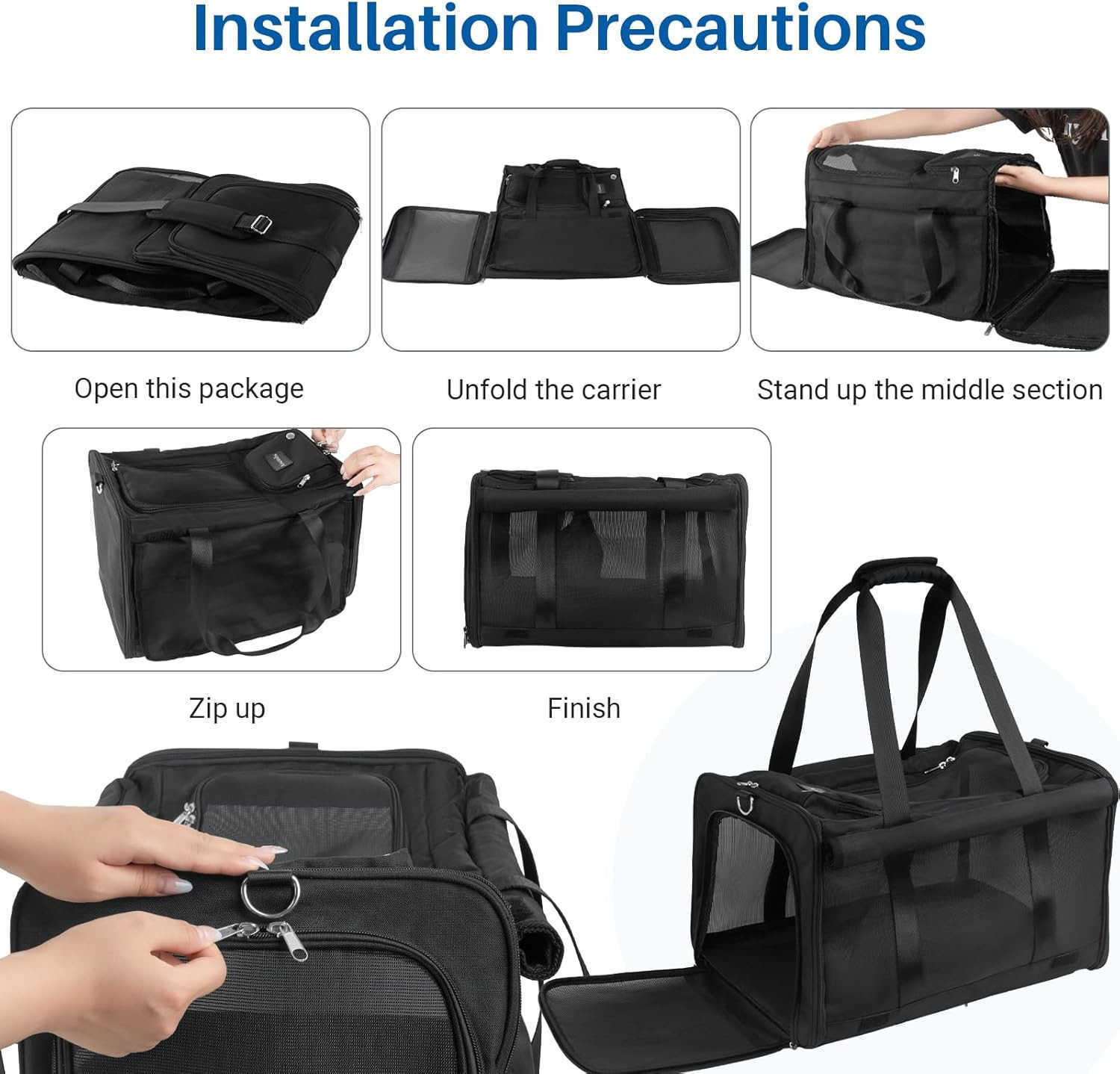 Pet Carrier for Large Cats Soft Cat Carrier for Medium Big Cats and Puppies up to 20lbs Washable Dog Carrier 18 L x 118 W x 118 H for Traveling Home a