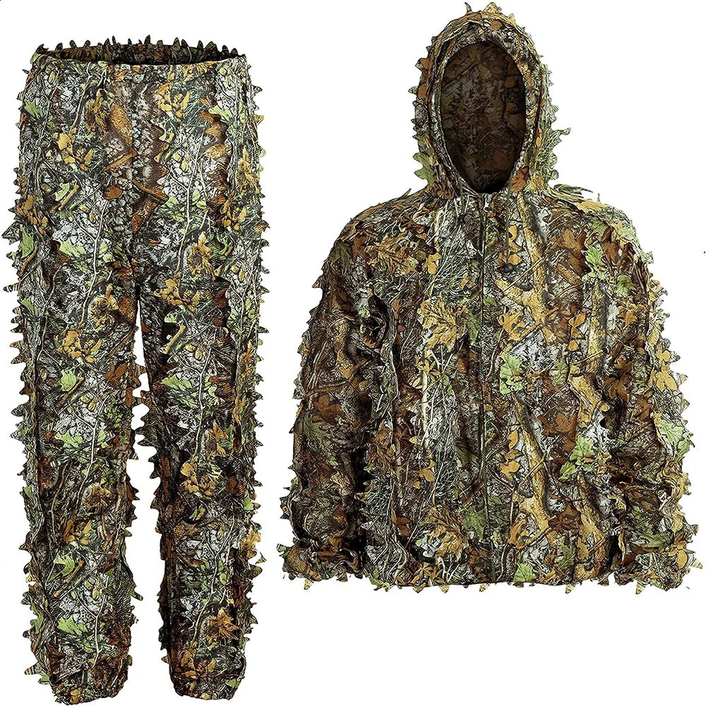 Ghillie Suit Men Women Kids 3D Leafy Bionic Camouflage Hunting Clothing CS Shooting Suit Tactical Combat Clothes Set250911