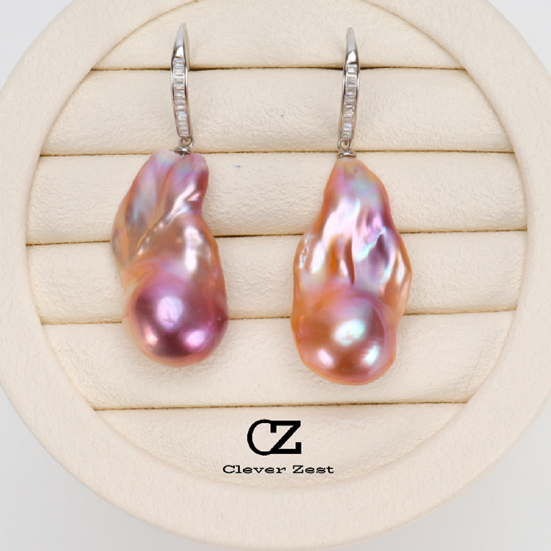 Natural Freshwater Baroque Pearl Earrings Sterling Silver Freshwater Pearl Hook Earrings Fashionable, Versatile, Trendy Anniversary Gift, Bestie Gift