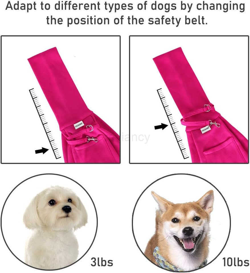 Small Pet Sling CarrierHands Free Reversible Pet Papoose Bag Tote Bag with a Pocket Safety Belt Dog Cat for Outdoor Travel Rose RedW250912