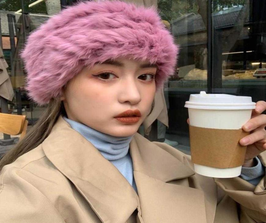 Winter Real Rabbit Fur Headband Women Hair Accessories ins Plush Fur Empty Top Hat Vintage Hairbands For Girls Solid Headwear X0725374777
