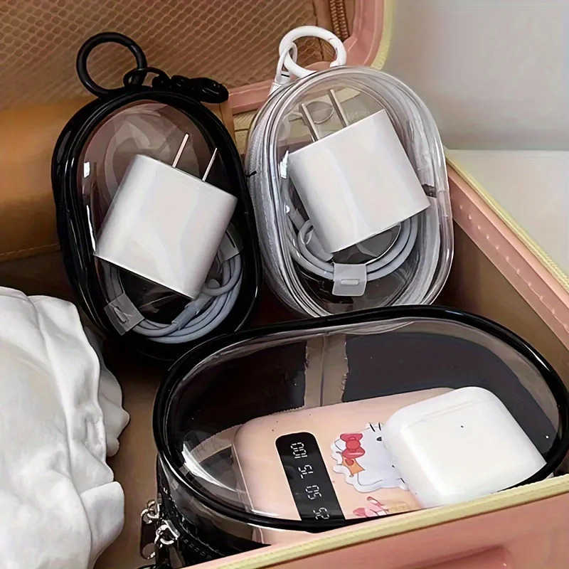 New Portable Clear Figure Display Keyring Bag Waterproof PVC Oval Hanging Blind Box Storage Bags Keychain Organizer Case M250912
