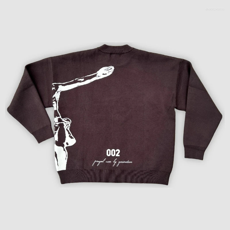 Men's Sweaters Y2K Harajuku Retro Saviour Knit Sweater American Trendy Avatar Letter Daily Pullover Autumn Winter Warm Boxy Clothes