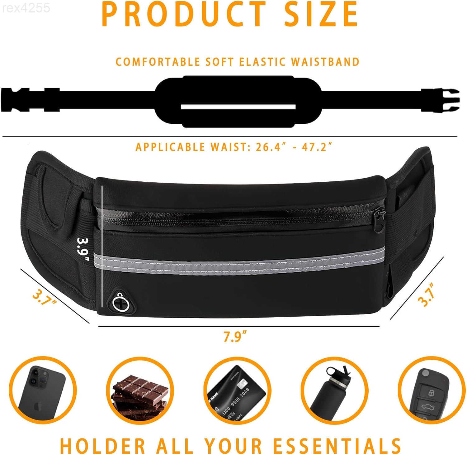 Slim Running Belt NoBounce Phone Holder for Women Man Waterproof Fanny Pack with QuickDry Pockets Night ReflectiveW250912