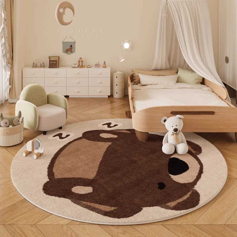 Cartoon Style Bedroom Decor Carpet Thickend Plush Children Floor Mat Fluffy Soft Round Rug Cute Patterns Carpets for Living Room C250912