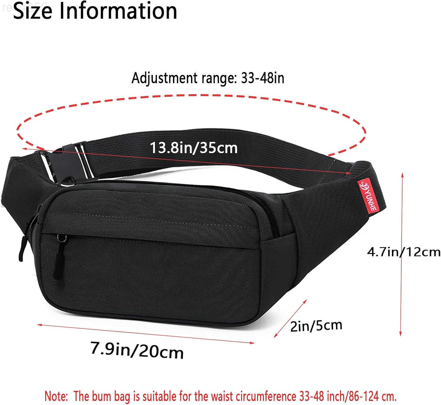 Small Hip Pack for Men Women Crossbody Belt Fanny Pack Sports Hiking Waist Bag Fits All Phones with 3Zipper Pockets Hip Bum Bag for Casual Workout Out