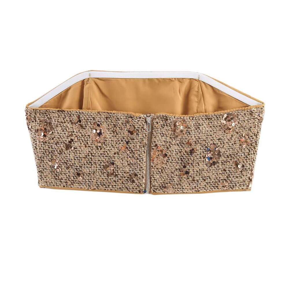 DHEssentials 2025 New Fashionable Elegant Women's Clothing Small Fragrance Style Sequin Embellished Strapless Two-Piece Set