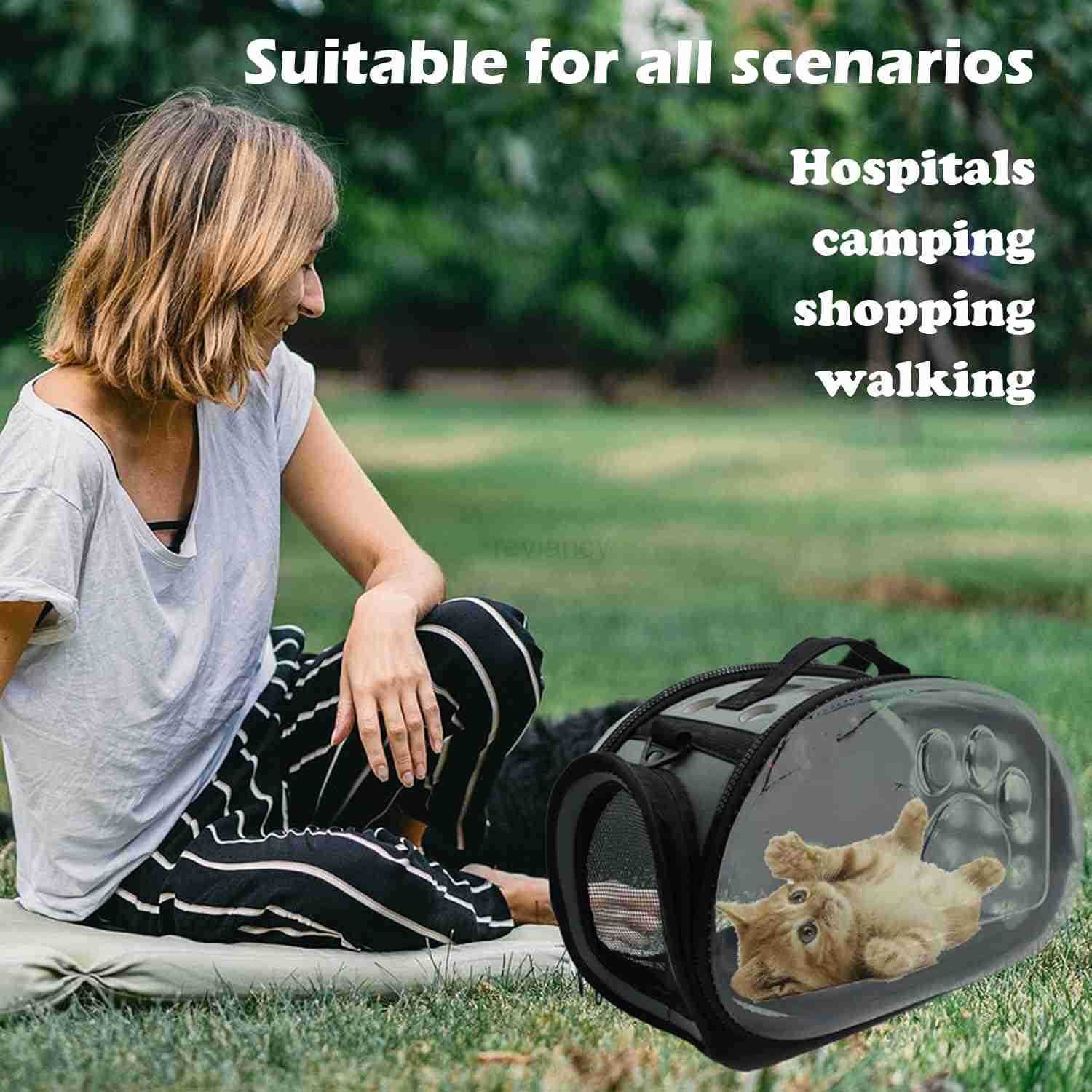 Carrier Bag for Guinea PigPortable Small Animal Carriers PouchOutgoing Rabbit Travel Carrying Case with 10PCS Disposable Underpads Breathable Transpar