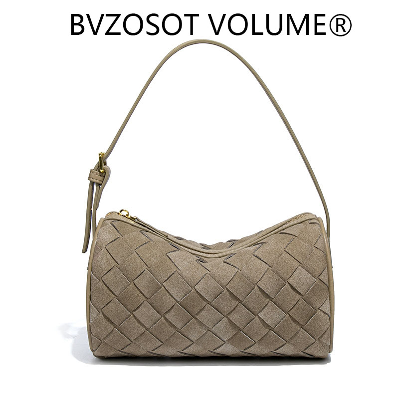 2025 new insstyle hand knitted bag niche design suede single shoulder underarm bag hand held cross body pillow shaped womens bag