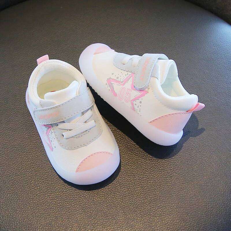 Baby Boys Girls Rubber Non-Slip Sole Waterproof Leather Toddler Shoes