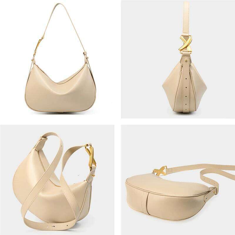 Hifashion Trendy Genuine Leather Underarm Shoulder Bags For Women 2025 Designer Crossbody Purse Half Moon Ladies Handbags