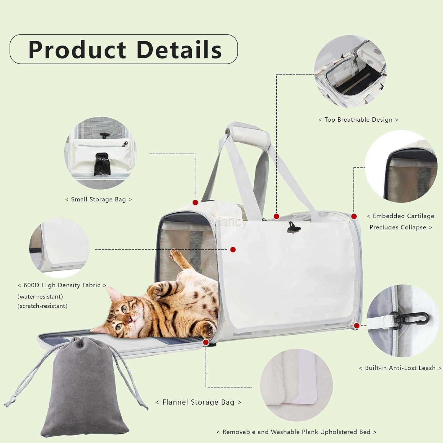 Cat Carrier and Dog Carrier is Designed for Pets Weighing up to 16 lbsSoftSidedDurable and Collapsible Travel CarrierBreathable Mesh for VentilationAd